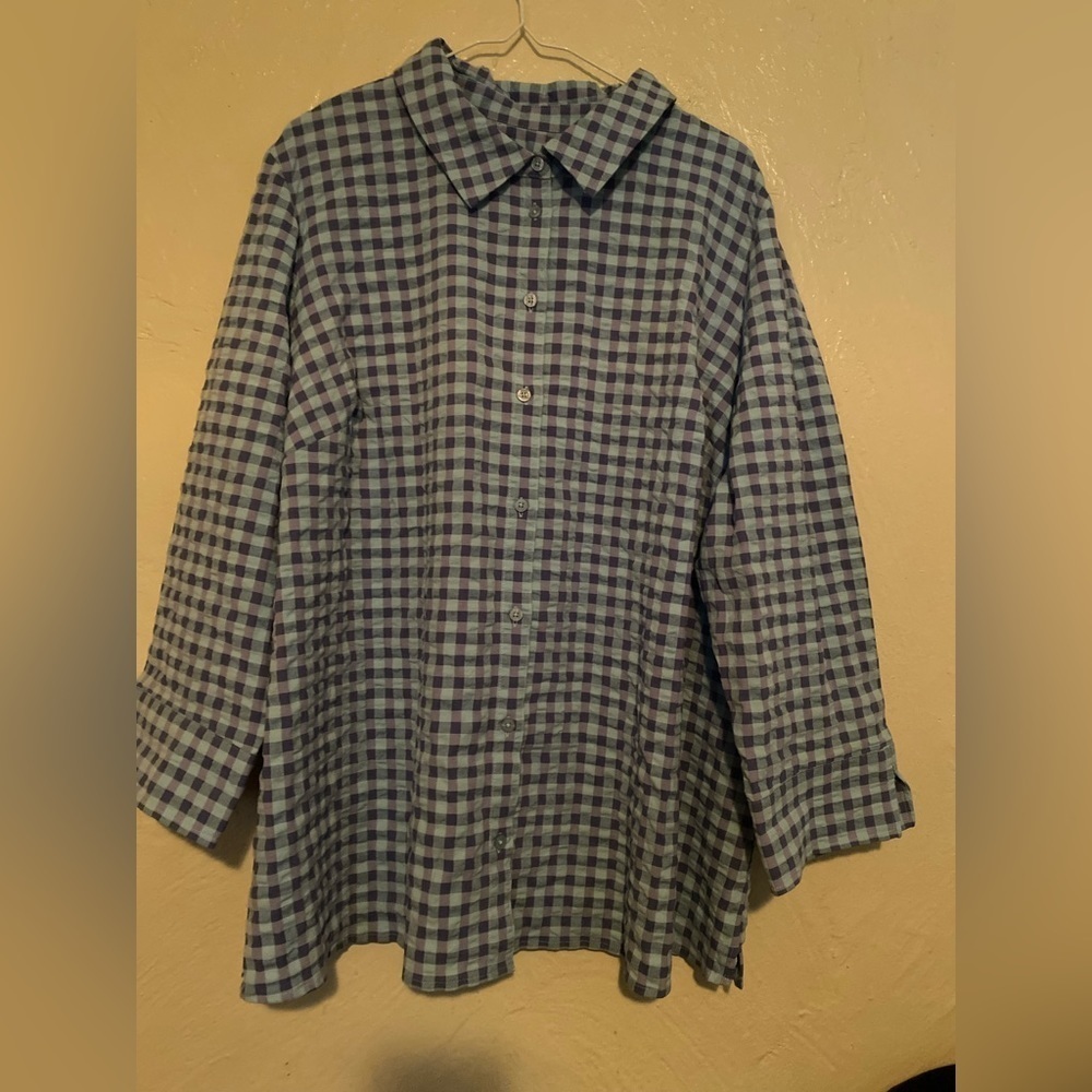 Denim + Company Plaid Long Sleeve Button Up